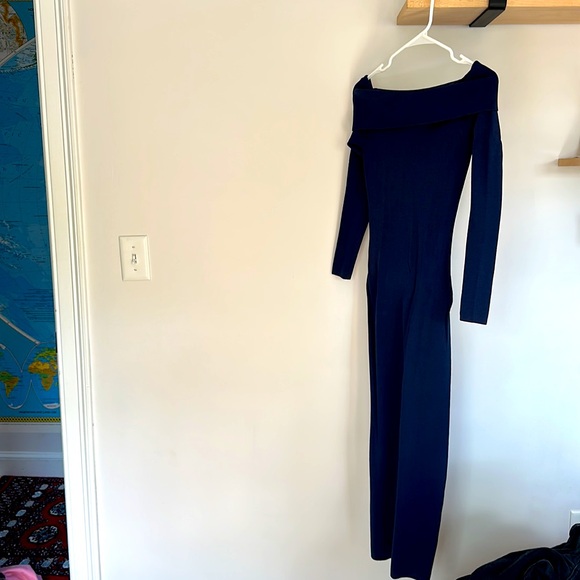Bardot Off Shoulder Knit Dress in Navy - Picture 4 of 4